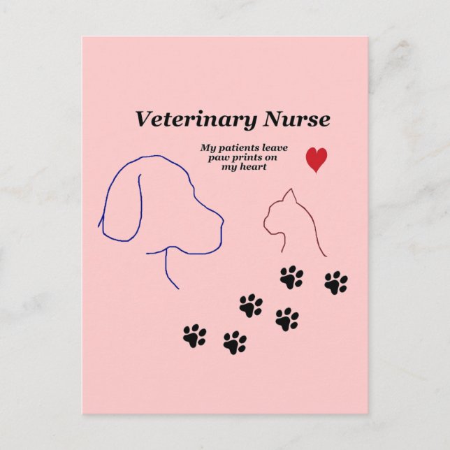 Veterinary Nurse-Tass avtryck på mitt hjärta Vykort (Framsida)