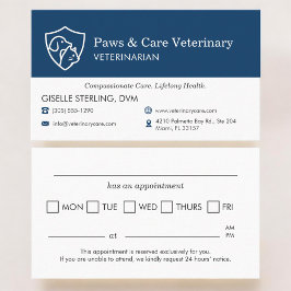 Veterinary Office Pet Visit Reminder Appointment Visitkort