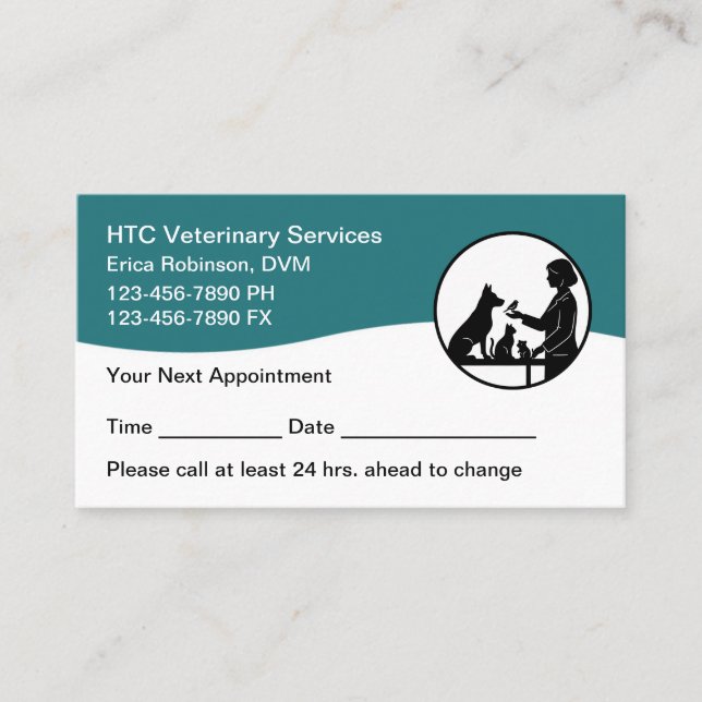 Veterinary Pet Care Appointment Cards Reminder  Tidsbeställning Kort (Framsida)