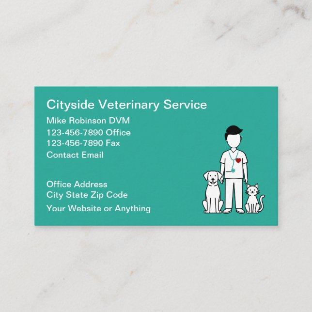 Veterinary Services Veterinarian Business Cards Visitkort (Framsida)