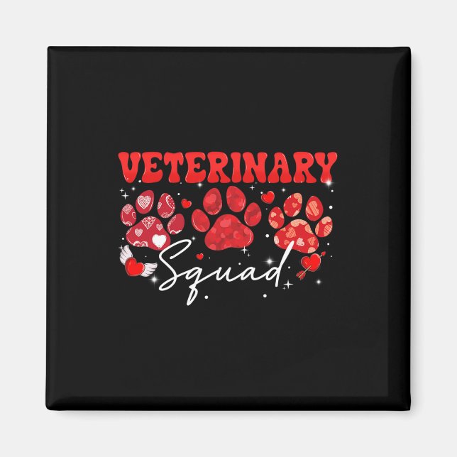 Veterinary Squad Roligt Hund Vet Tech Valentiness  Magnet (Framsidan)