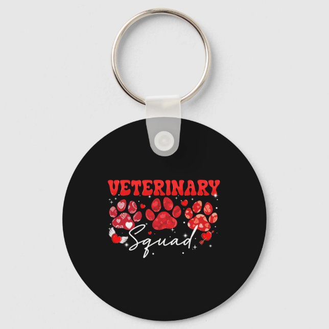 Veterinary Squad Roligt Hund Vet Tech Valentiness  Nyckelring (Framsida)