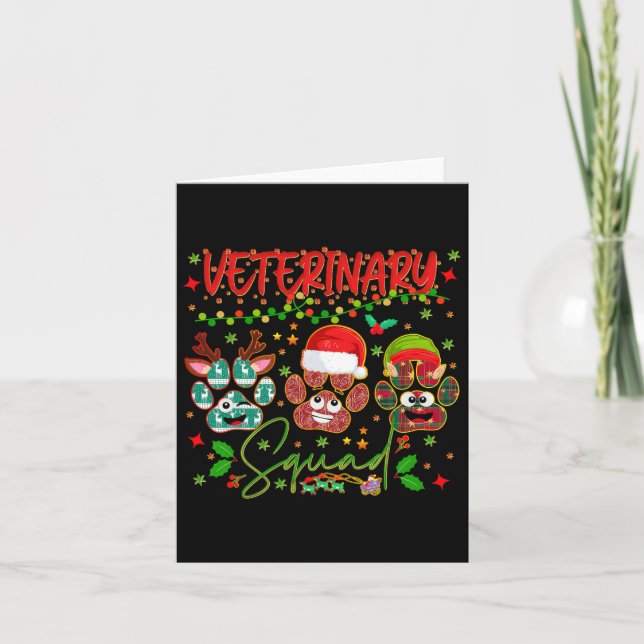Veterinary Squad Tass jul Vet Tech Julafton Pajam Kort (Framsida)