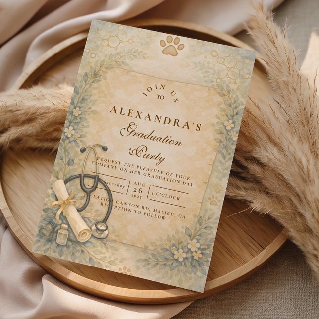 Veterinary White Coat Graduation Party Inbjudningar (Skapare uppladdad)