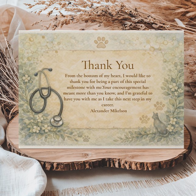 Veterinary White Coat Graduation Party Tack Kort (Skapare uppladdad)