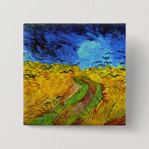Vetet Fält med Kråkor Van Gogh Fine Art Knapp
