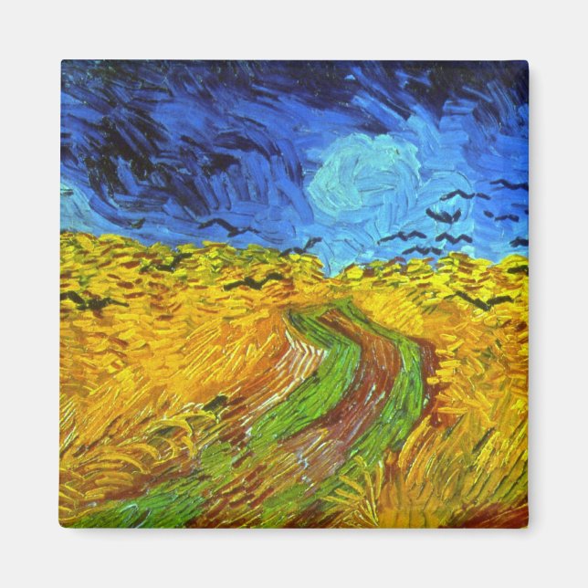 Vetet Fält med Kråkor Van Gogh Fine Art Magnet (Framsidan)