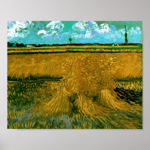 Vetet Fält med Sheaves Van Gogh Fine Art Poster