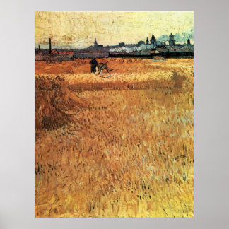 Vetet fält mot Arles av van Gogh Poster