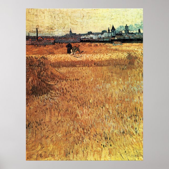 Vetet fält mot Arles av van Gogh Poster (Framsidan)