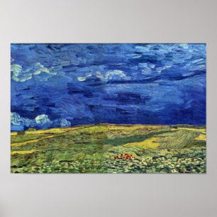 Vetet Fält under molnet Himlar av Vincent Van Gogh Poster