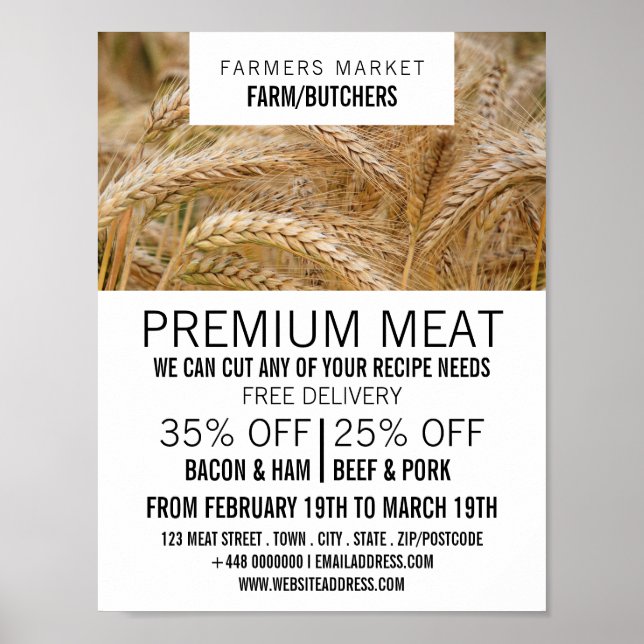 Vetet i Fält, reklam för jordbrukare och slaktare Poster (Framsidan)