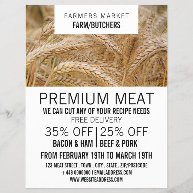 Vetet i Fält, reklam för jordbrukare och slaktare Reklamblad (Framsidan)