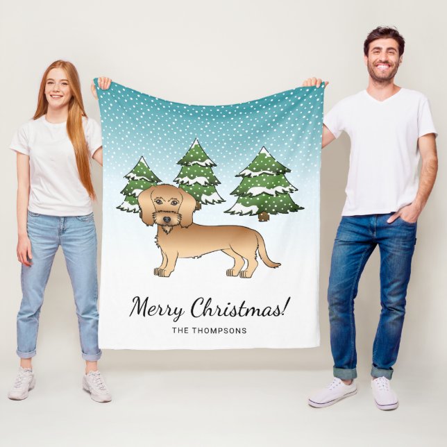 Vetevaxig Dachshund i en vinter skog Fleecefilt (På plats)
