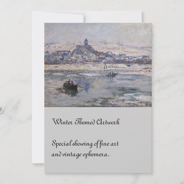 Vetheuil en Hiver Boat vid floden Inbjudningar (Framsida)