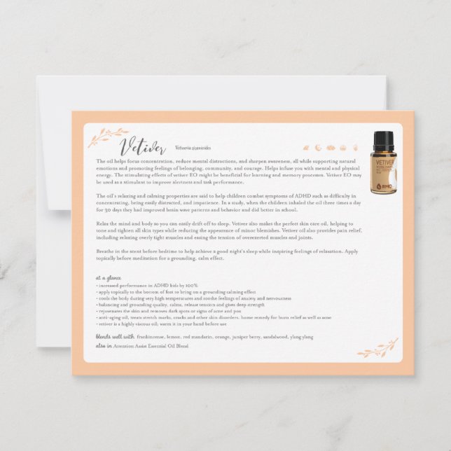 Vetiver Essential Oil Note Card (Framsida)
