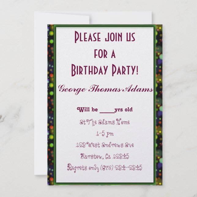 Vett för öde för födelsedagsfestballongmönster inbjudningar (Framsida)