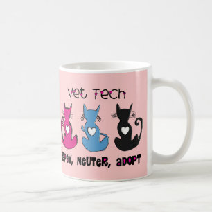 VetTech SPAY NEUTRUM ADOPTERAR svarta katterdesign Kaffemugg