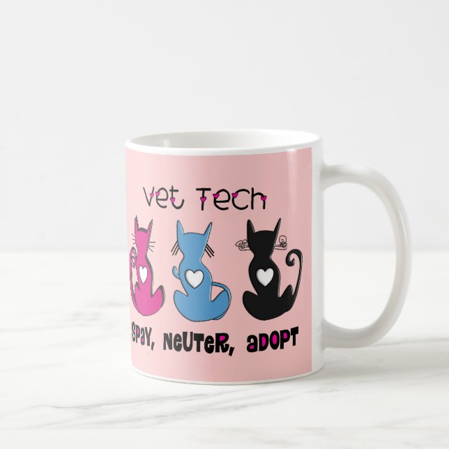 VetTech SPAY NEUTRUM ADOPTERAR svarta katterdesign Kaffemugg (Höger)