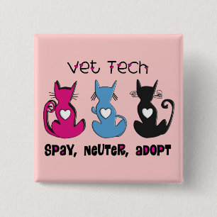 VetTech SPAY NEUTRUM ADOPTERAR svarta katterdesign Knapp