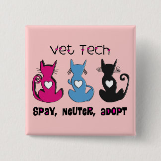 VetTech SPAY NEUTRUM ADOPTERAR svarta katterdesign Knapp