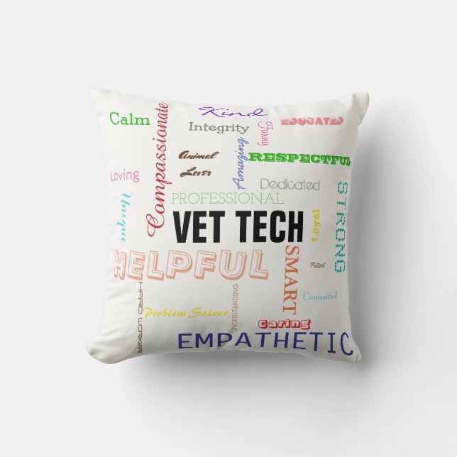 VetTechgåvan tillskrivar ljus typografi för drag Kudde (Framsida)