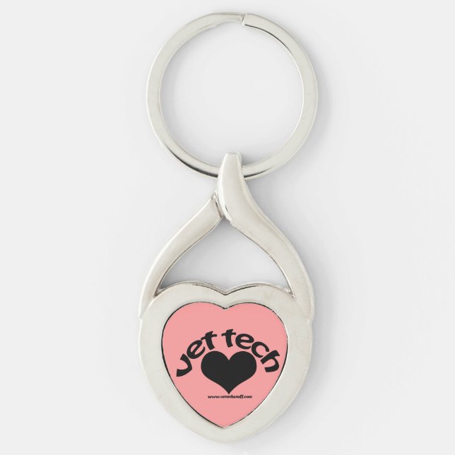 vettechhjärta tappar keychain twisted heart silverfärgad nyckelring (Framsidan)