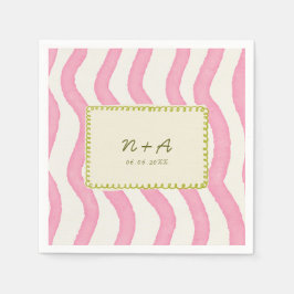 Vettig modern Rosa och Grönt Bröllop Pappersservett