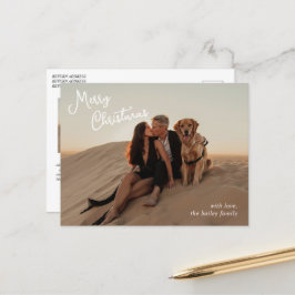 Vettigt skript Foto Modern jul Helg Vykort