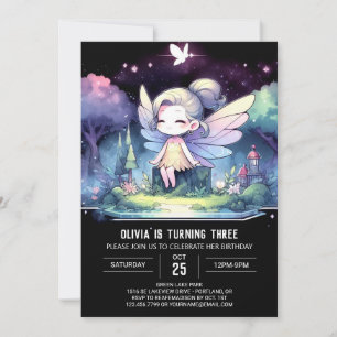 Vettigt tema Fairy Birthday Inbjudningar