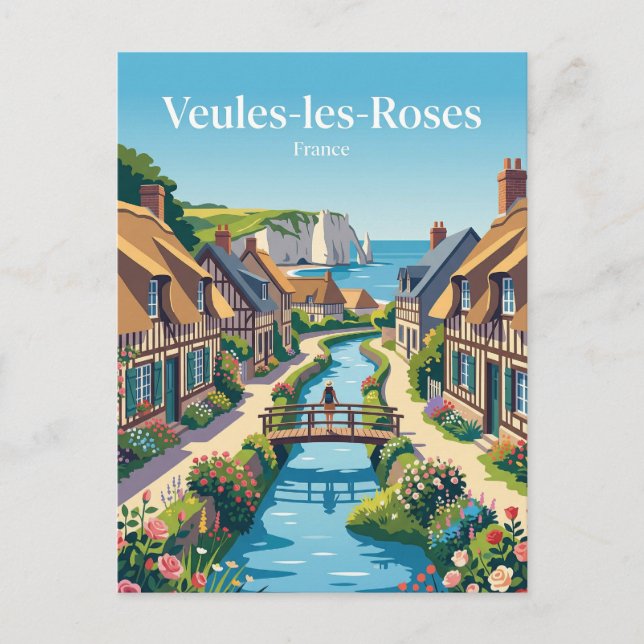 Veules-les-Roses Frankrike Vykort (Framsida)