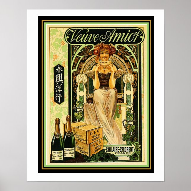 Veuve Amiot Art Deco Champagne Ad Poster 16 x 20 (Framsidan)