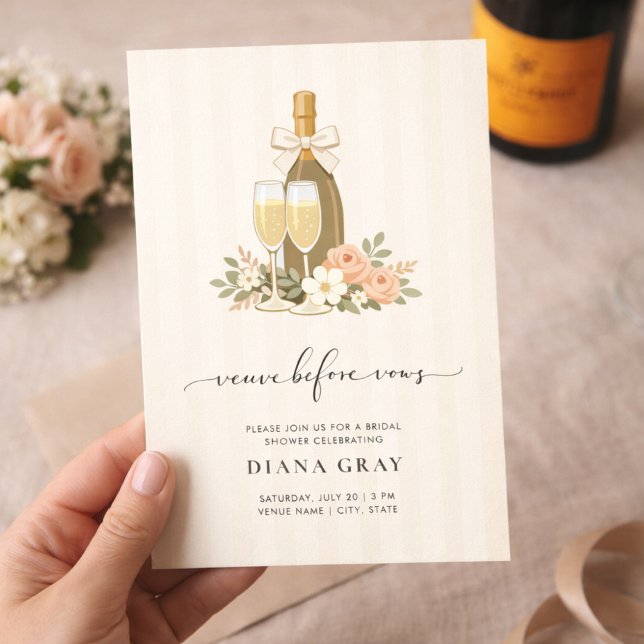 Veuve Before Vows Champagne Bow Bridal Shower Inbjudningar (Skapare uppladdad)