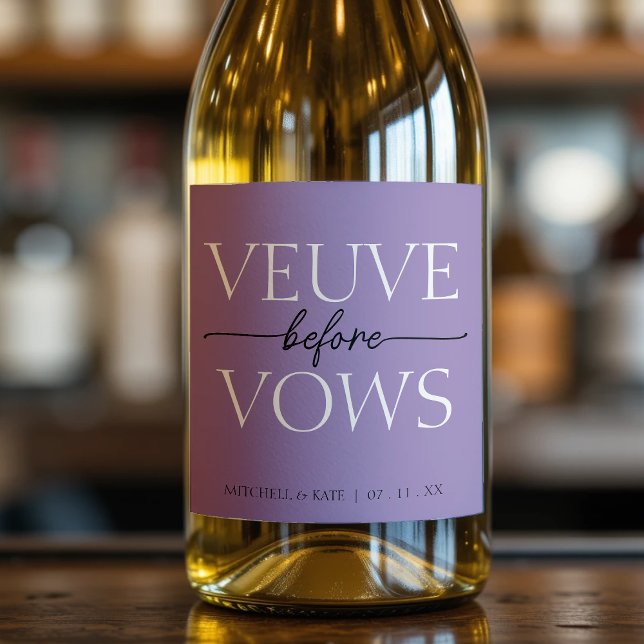Veuve before Vows Lavender Lila Möhippa (Veuve Before Vows Lavender Purple Bridal Shower Sparkling Wine Label
)