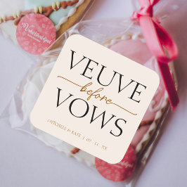 Veuve före bröllopslöften Tan Brun Bröllopsfest Fyrkantigt Klistermärke