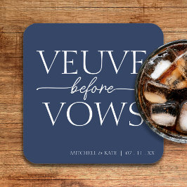 Veuve före löften marinblå och vit bröllopsfest underlägg papper kvadrat