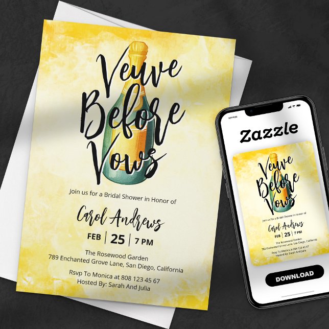 Veuve Före Möhippan Vows Watercolor Inbjudningar (Skapare uppladdad)