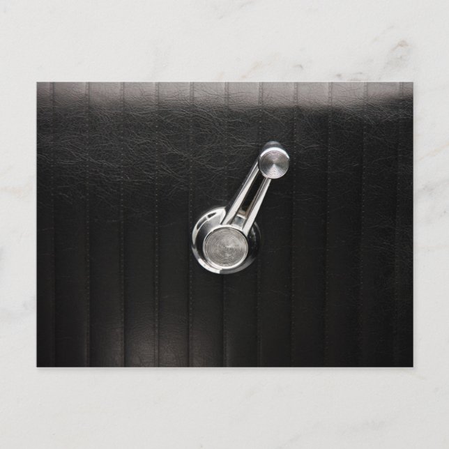 Vevarm till fönster på veteranbil vykort (Framsida)