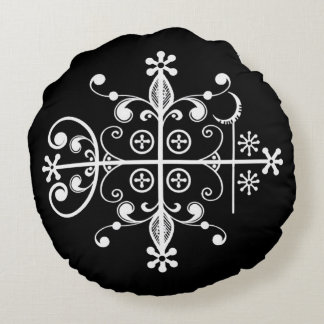 Veve för pappaLegba Voodoo konst kudder Rund Kudde