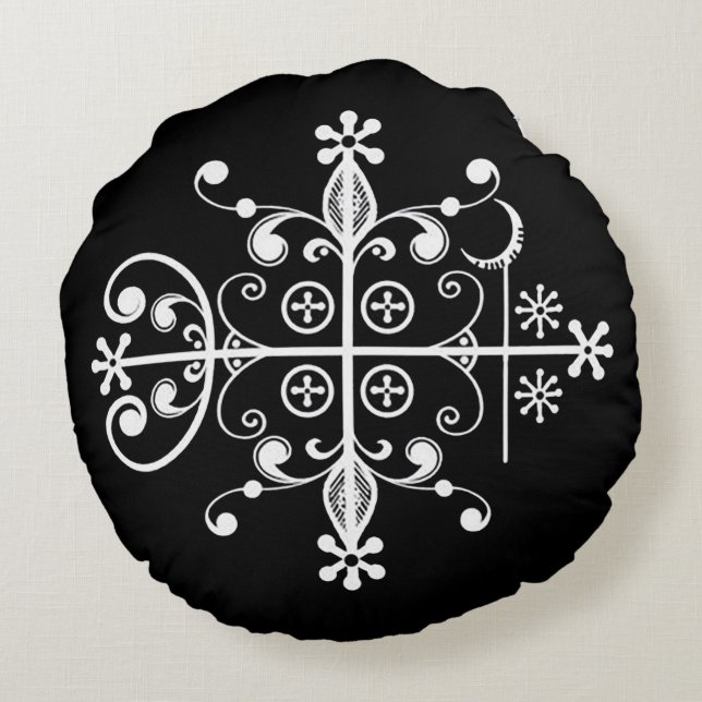 Veve för pappaLegba Voodoo konst kudder Rund Kudde (Baksidan)