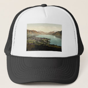 Vevey och buckla du Midi, Geneva sjö, Schweitz Truckerkeps