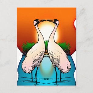 Vevoping Crane Love birds Vykort