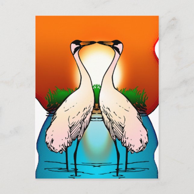 Vevoping Crane Love birds Vykort (Framsida)