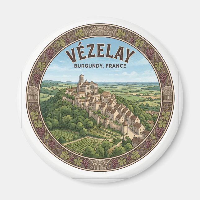 Vézelay Frankrike Magnet (Framsidan)