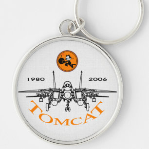 VF-31 Tomcatters - NAS Oceana - Tomcat F-14 Rund Silverfärgad Nyckelring