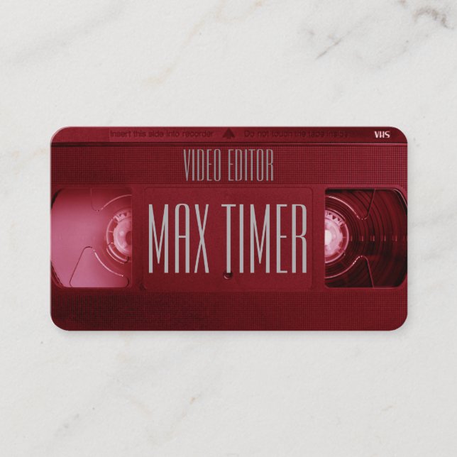 Vhs-kassettvideoen tejpar täcker visitkort (Framsida)