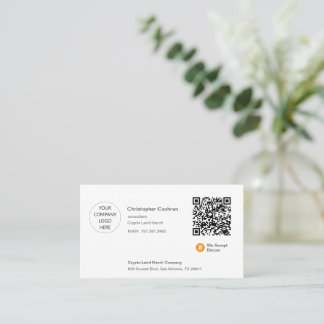 Vi accepterar bitmynts qr-kod vit visitkort