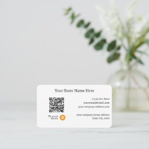 Vi accepterar bitmynts QR-kod vit Visitkort