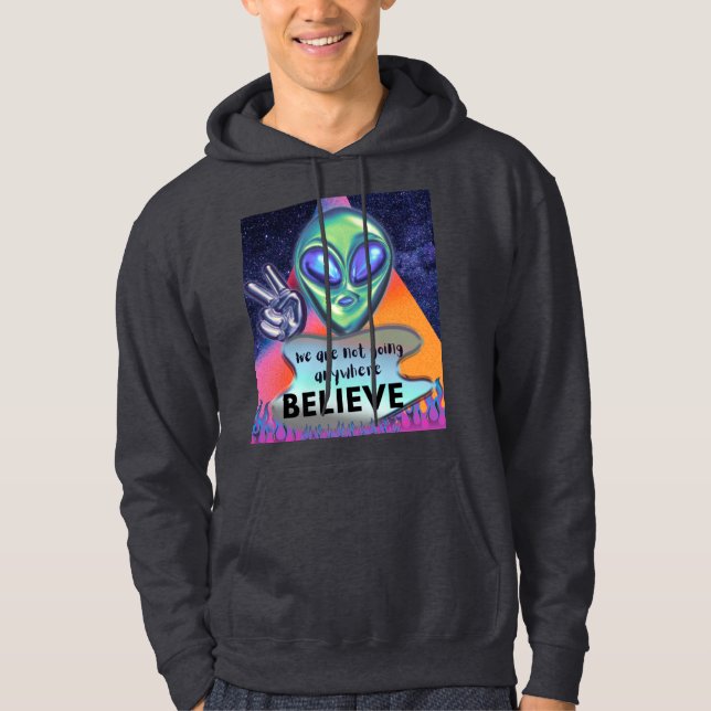 Vi åker inte någonstans, tro mig hoodie (Framsida)