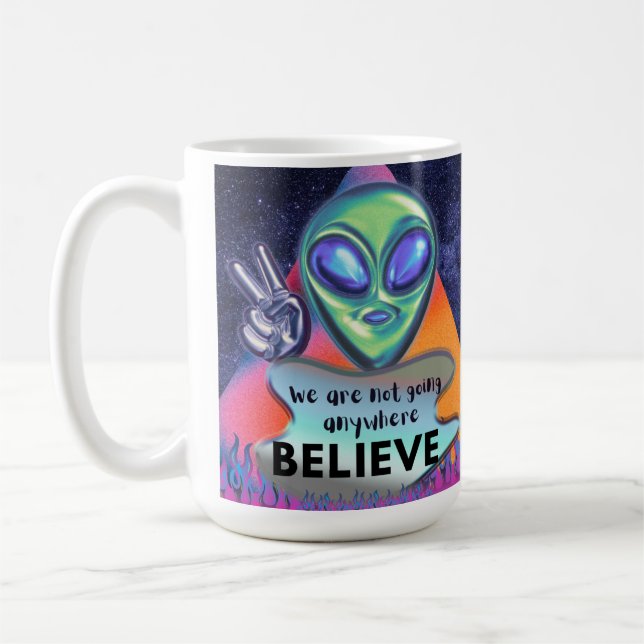 Vi åker inte någonstans, tro mig kaffemugg (Vänster)